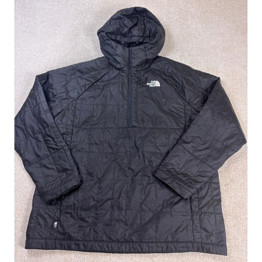 The North Face Mens Black Circular Design Quilted Quarter Zip Hoodie XL